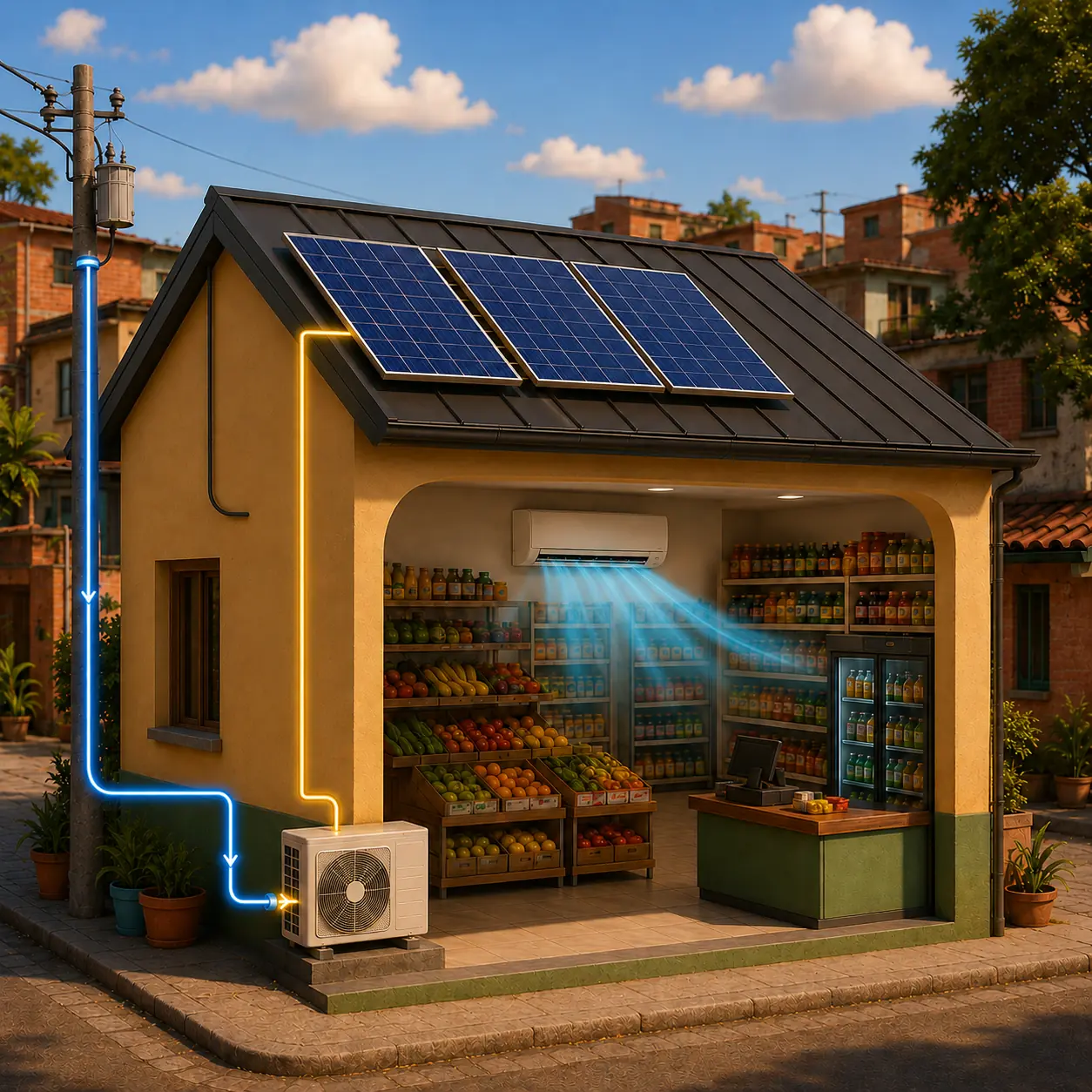 Sistema de aire acondicionado solar inverter para hogar y oficina