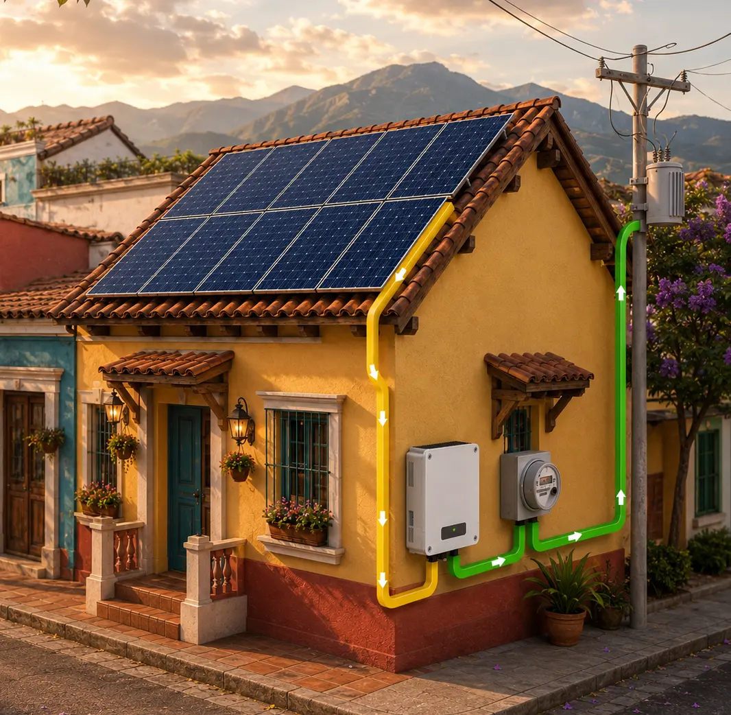 Sistema solar fotovoltaico interconectado a la red